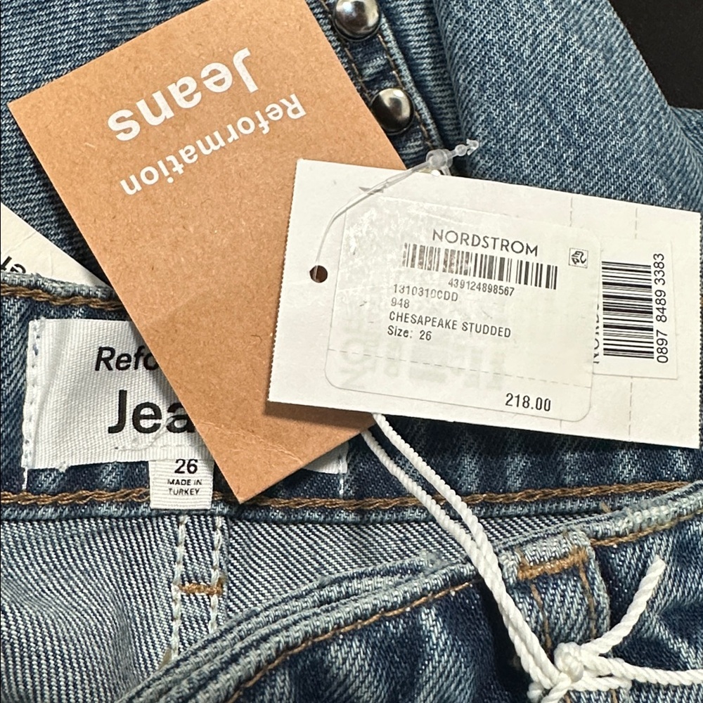🌴 NWT Reformation Cary Studded Wide Leg High Rise Jeans - Picture 5 of 5